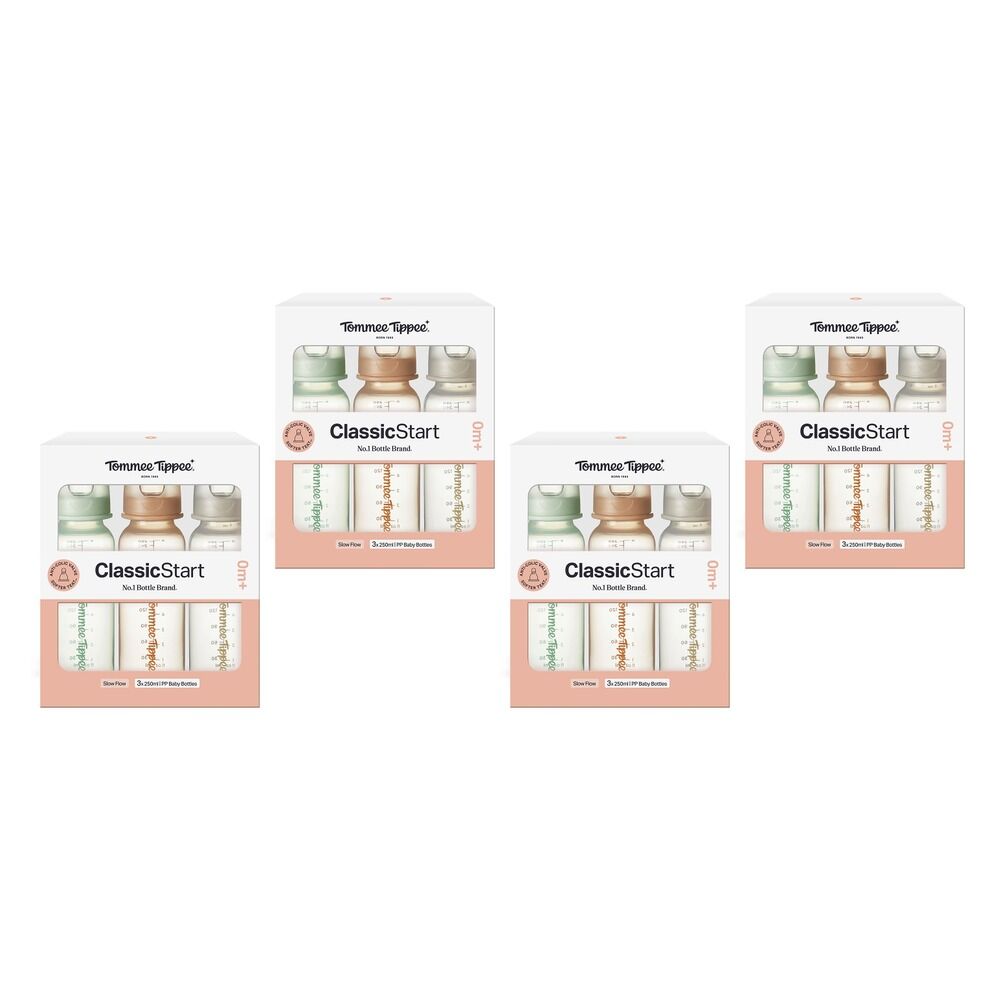 Tommee Tippee Classic Slim Bottle 250mL 3 Pack Bundle of 4