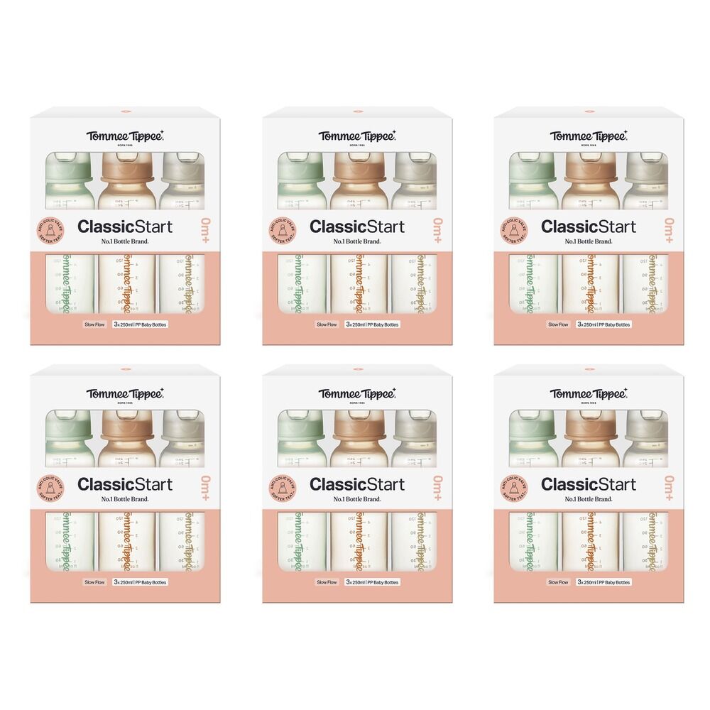 Tommee Tippee Classic Slim Bottle 250mL 3 Pack Bundle of 6