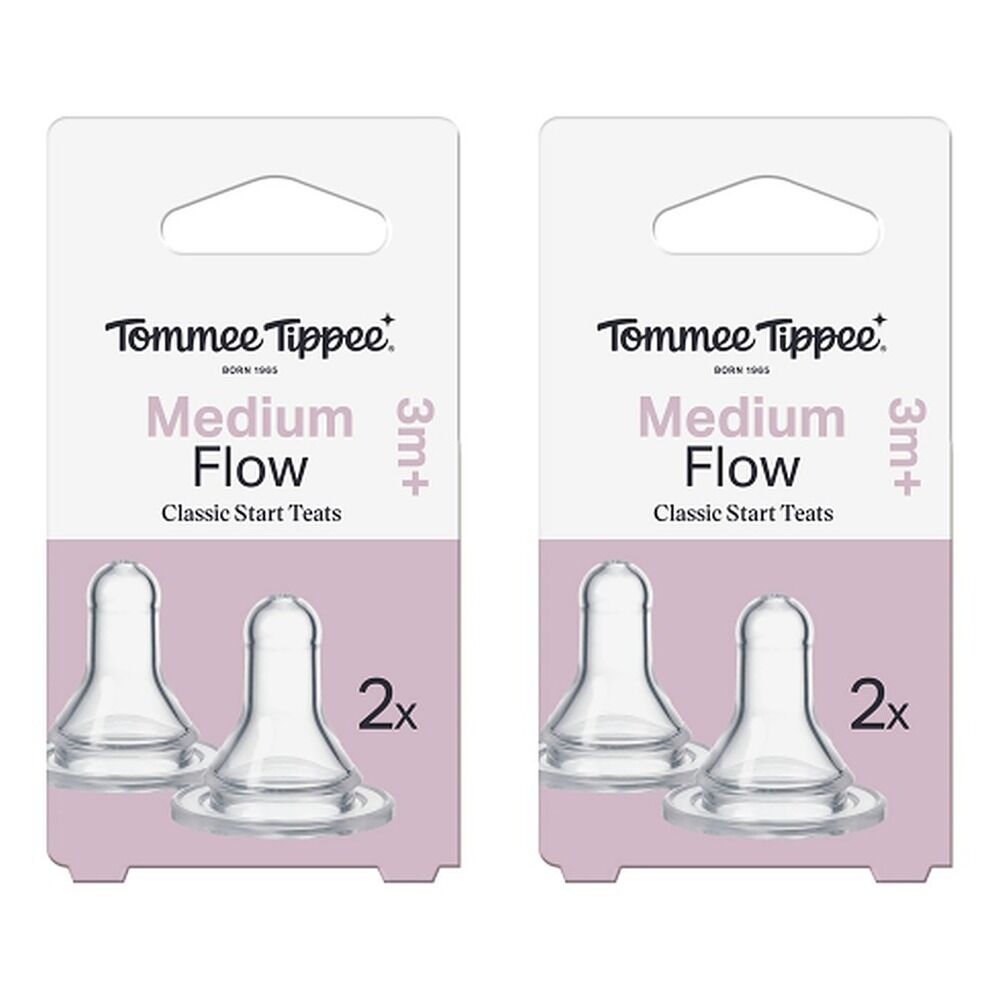 Tommee Tippee Classic Slim Medium Flow Teats 2 Pack Bundle of 2