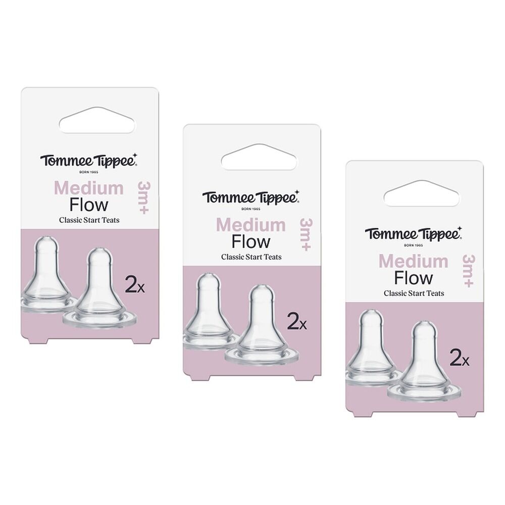 Tommee Tippee Classic Slim Medium Flow Teats 2 Pack Bundle of 3
