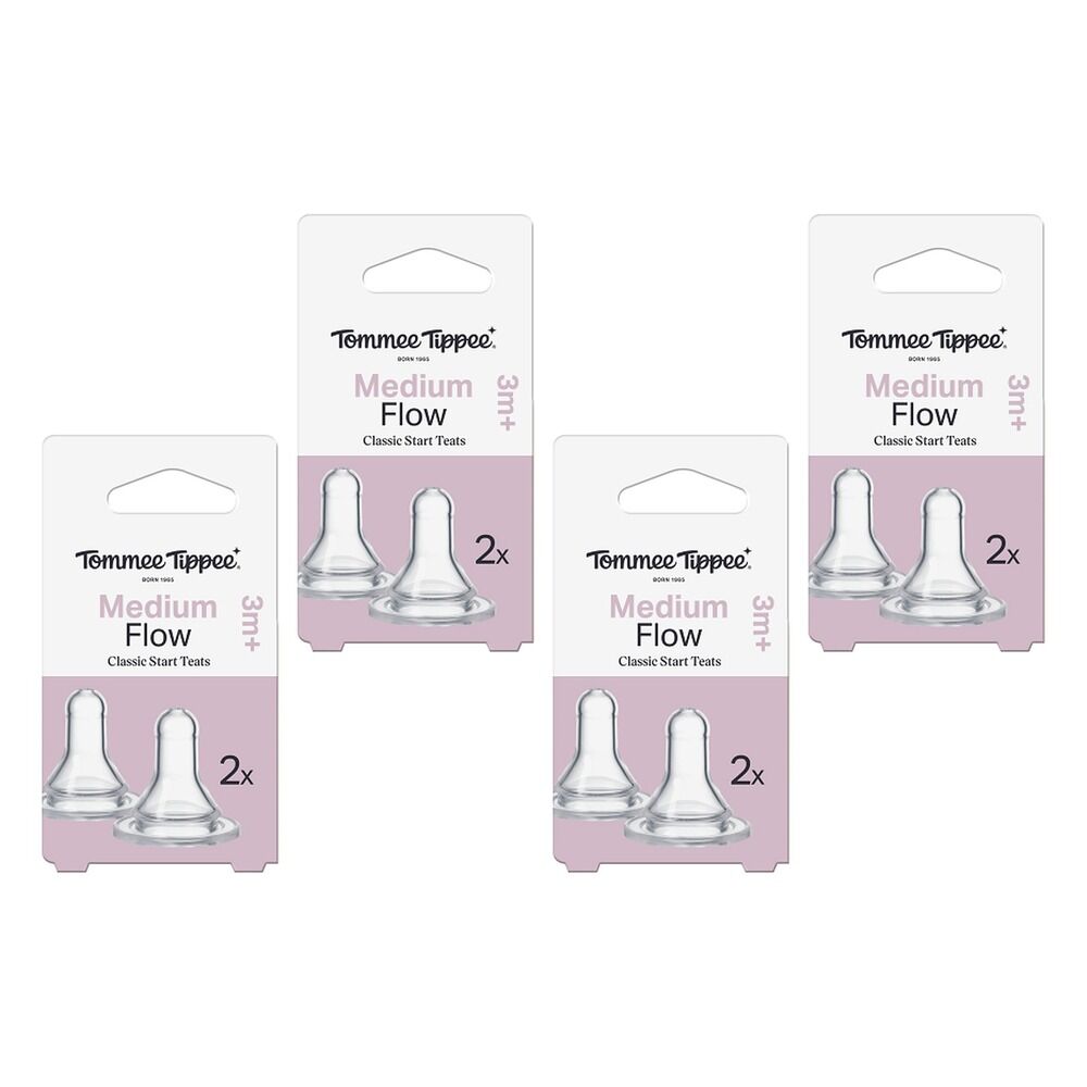 Tommee Tippee Classic Slim Medium Flow Teats 2 Pack Bundle of 4
