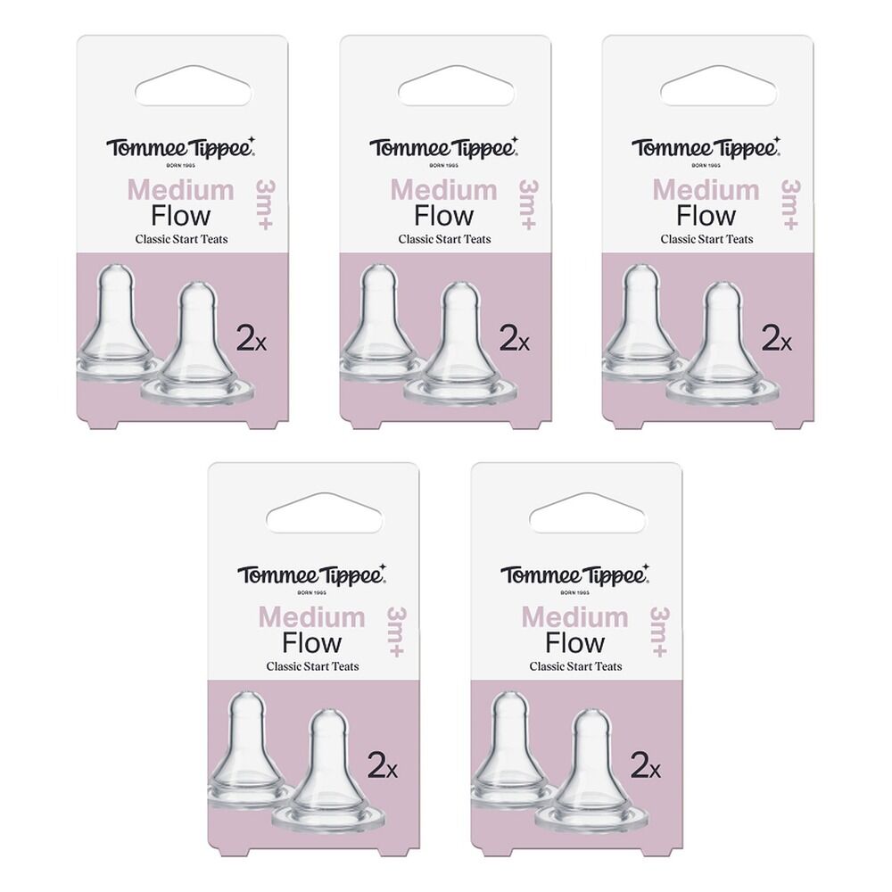 Tommee Tippee Classic Slim Medium Flow Teats 2 Pack Bundle of 5
