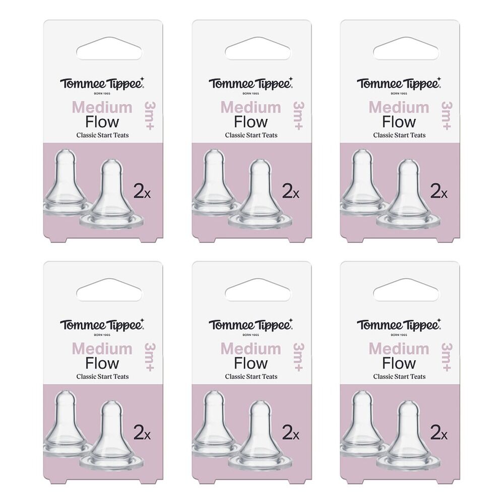 Tommee Tippee Classic Slim Medium Flow Teats 2 Pack Bundle of 6