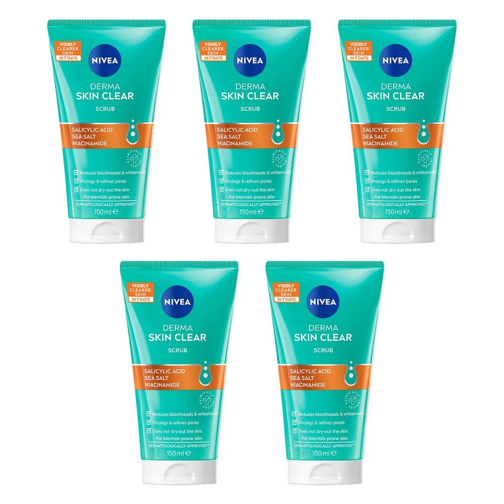 NIVEA Derma Skin Clear Scrub 150mL Pack of 5