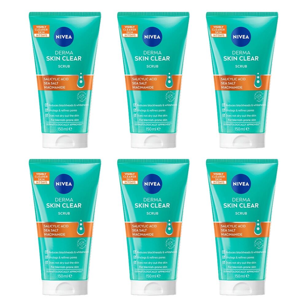 NIVEA Derma Skin Clear Scrub 150mL Pack of 6