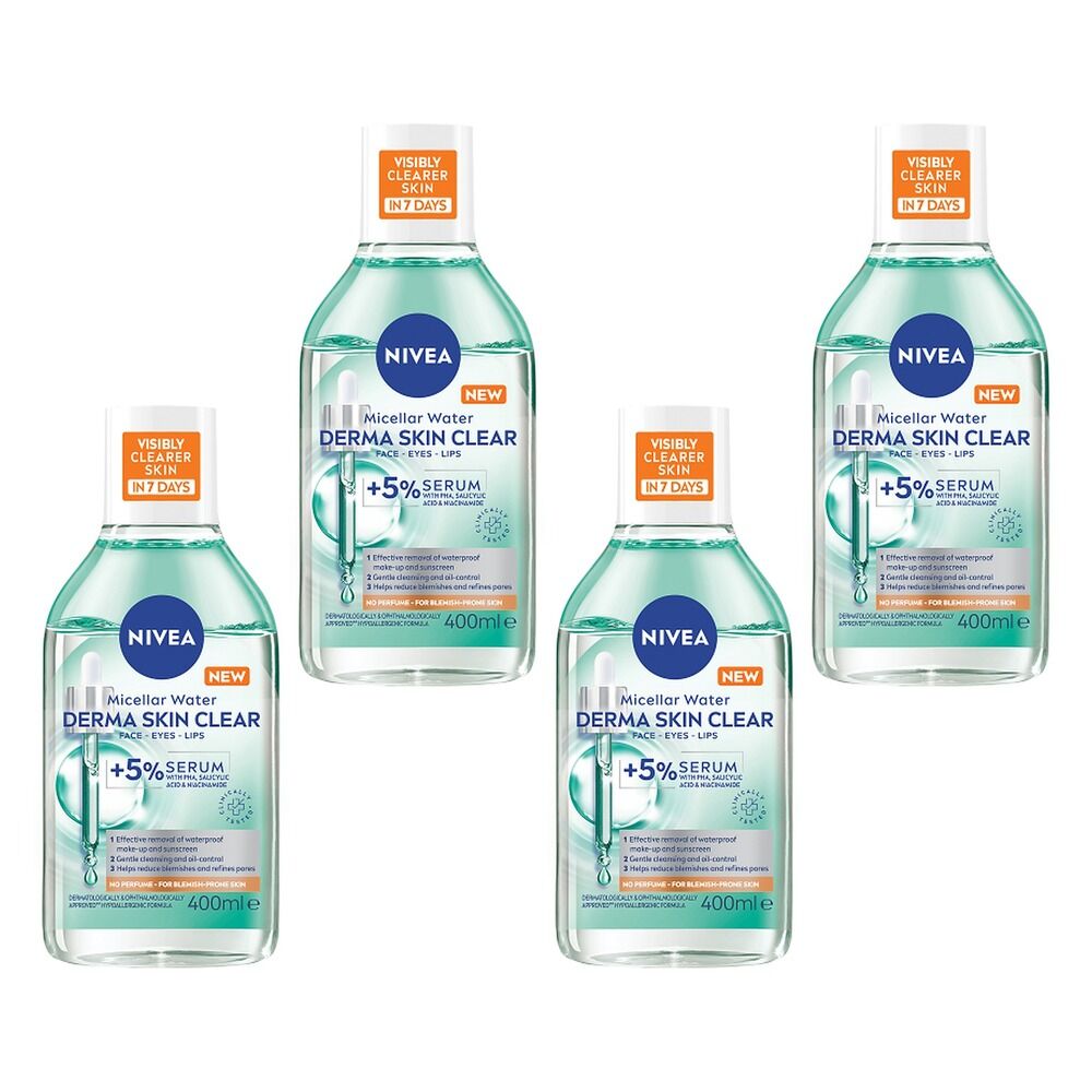 NIVEA Derma Skin Micellar Water 400mL Pack of 4