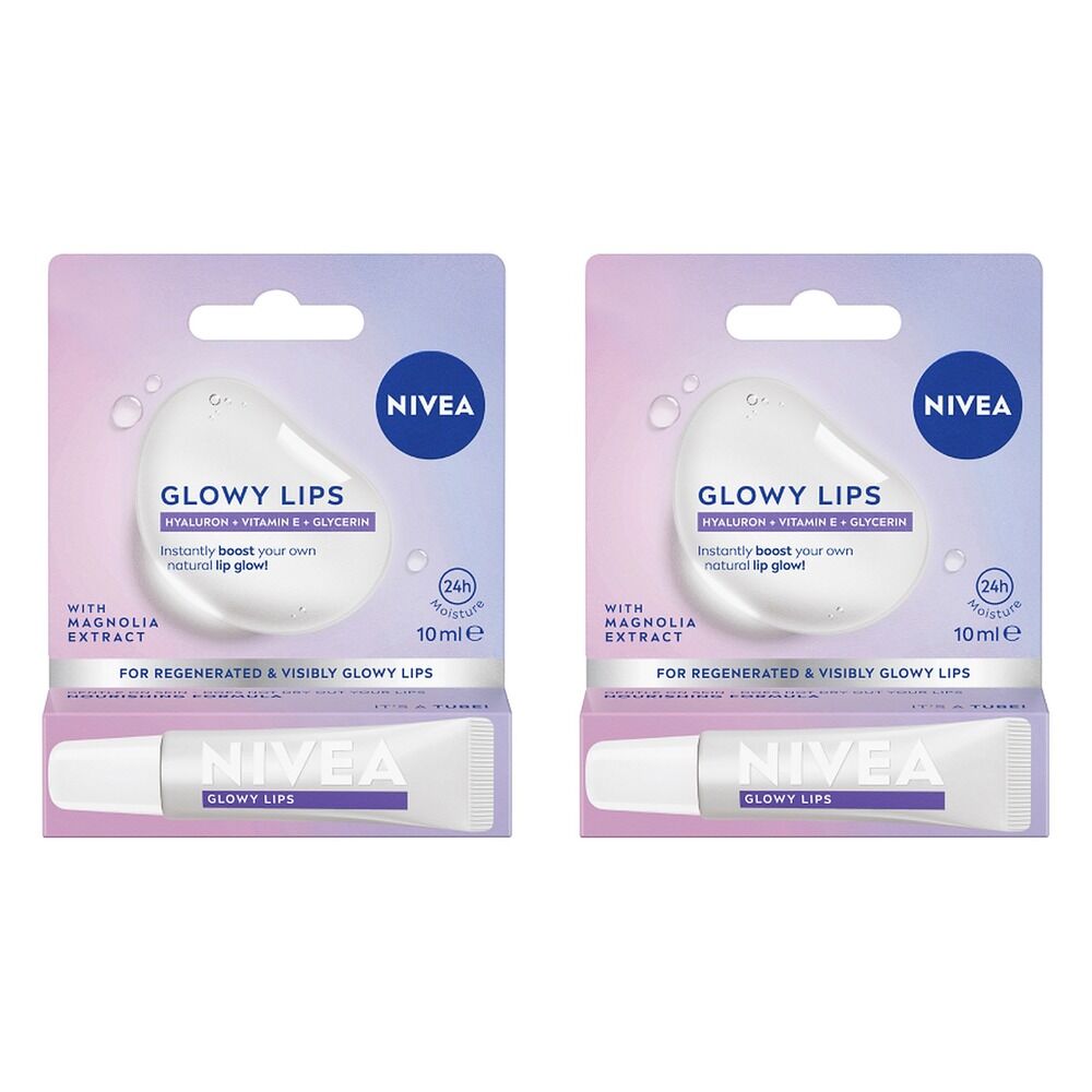 NIVEA Glowy Lips Lip Balm 10mL Pack of 2