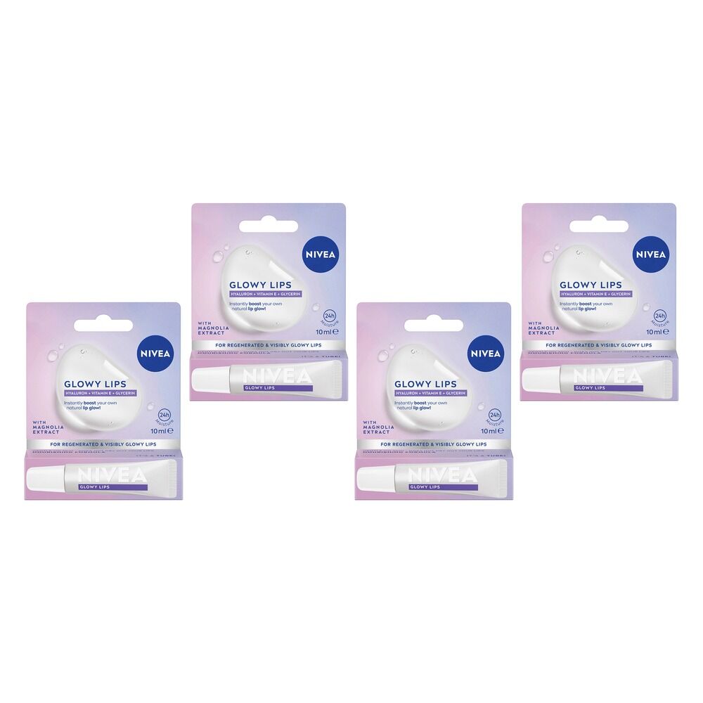 NIVEA Glowy Lips Lip Balm 10mL Pack of 4