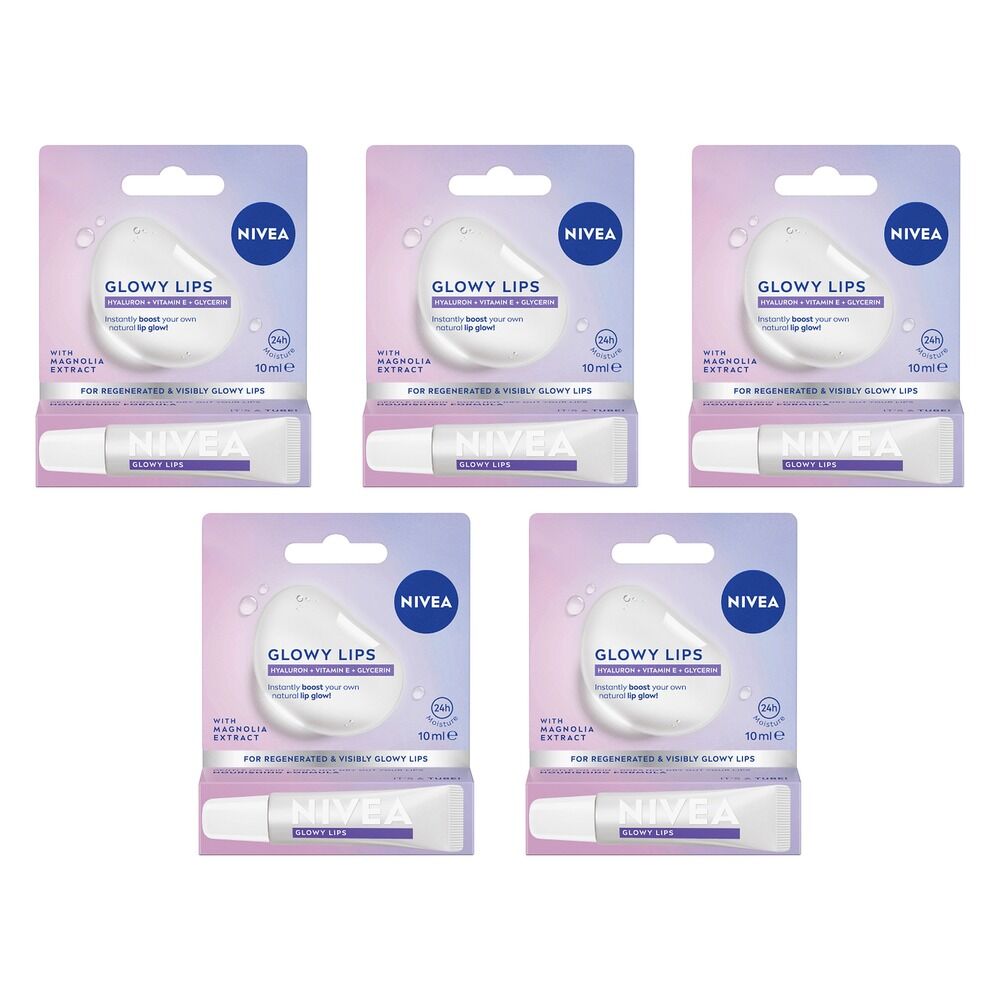NIVEA Glowy Lips Lip Balm 10mL Pack of 5