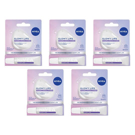 NIVEA Glowy Lips Lip Balm 10mL Pack of 5