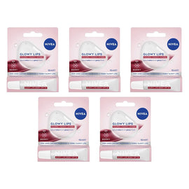 NIVEA Glowy Lips Berry Lip Balm SPF 30 10mL Pack of 5