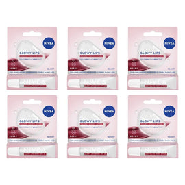 NIVEA Glowy Lips Berry Lip Balm SPF 30 10mL Pack of 6