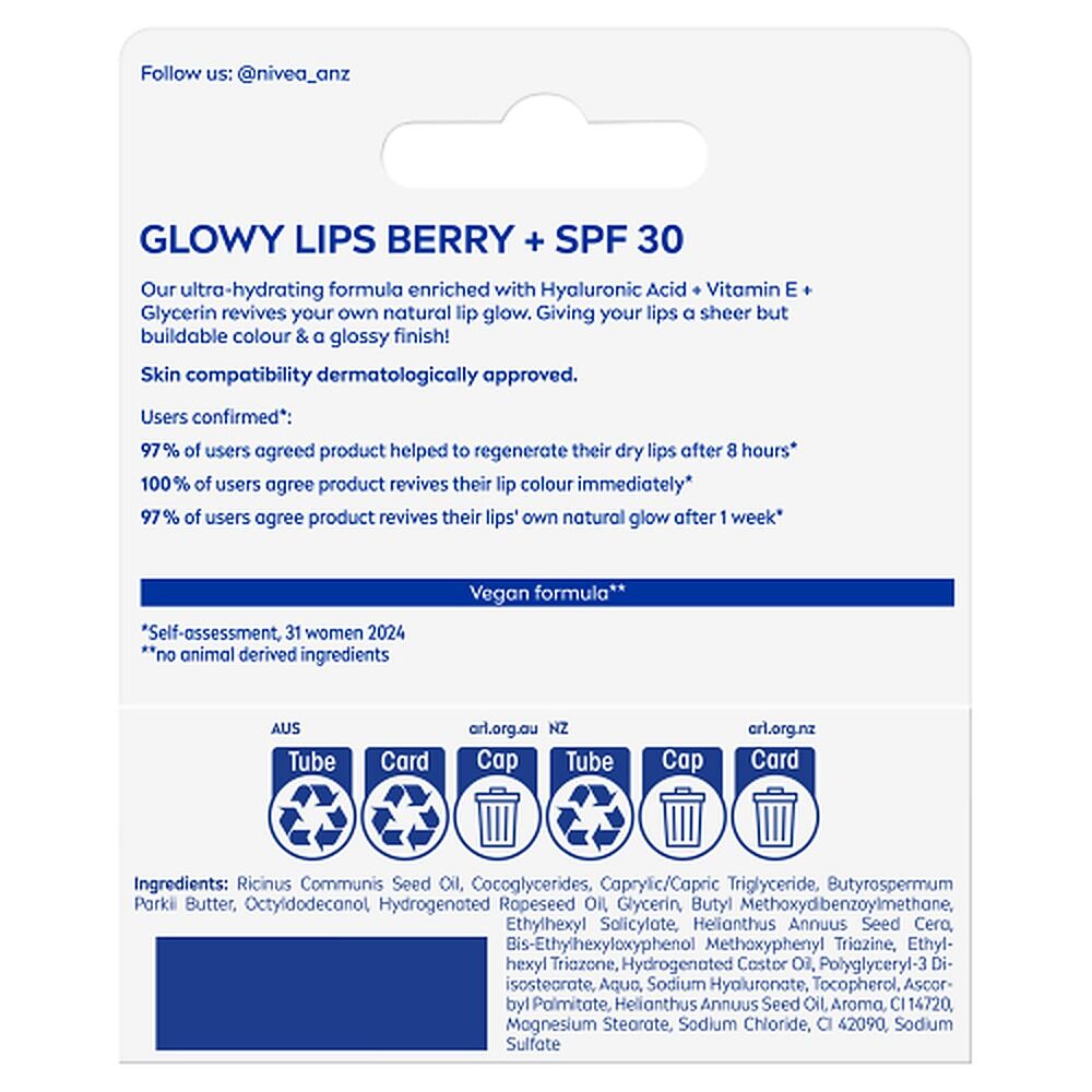 NIVEA Glowy Lips Berry Lip Balm SPF 30 10mL
