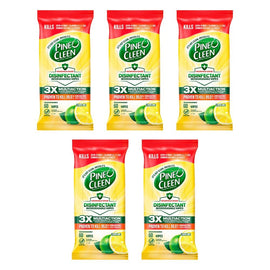 Pine O Cleen Disinfectant Biodegradable Cleaning Wipes Lemon 60 Bundle of 5