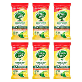 Pine O Cleen Disinfectant Biodegradable Cleaning Wipes Lemon 60 Bundle of 6