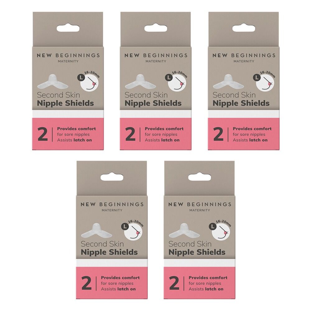 New Beginnings Silicone Nipple Shields Size L, Pair Pack of 5