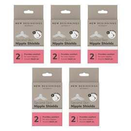 New Beginnings Silicone Nipple Shields Size L, Pair Pack of 5