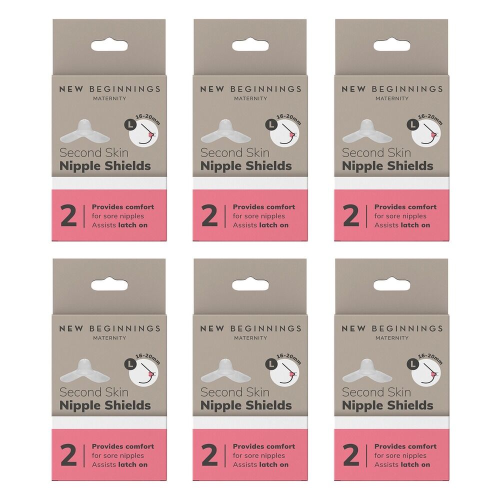 New Beginnings Silicone Nipple Shields Size L, Pair Pack of 6