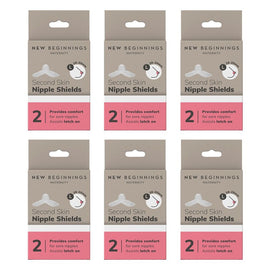 New Beginnings Silicone Nipple Shields Size L, Pair Pack of 6