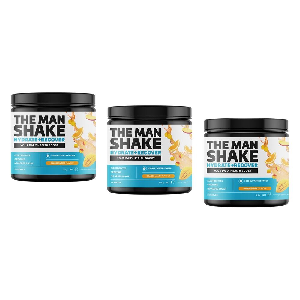 The Man Shake Hydrate + Recover Orange Mango 125g Pack of 3