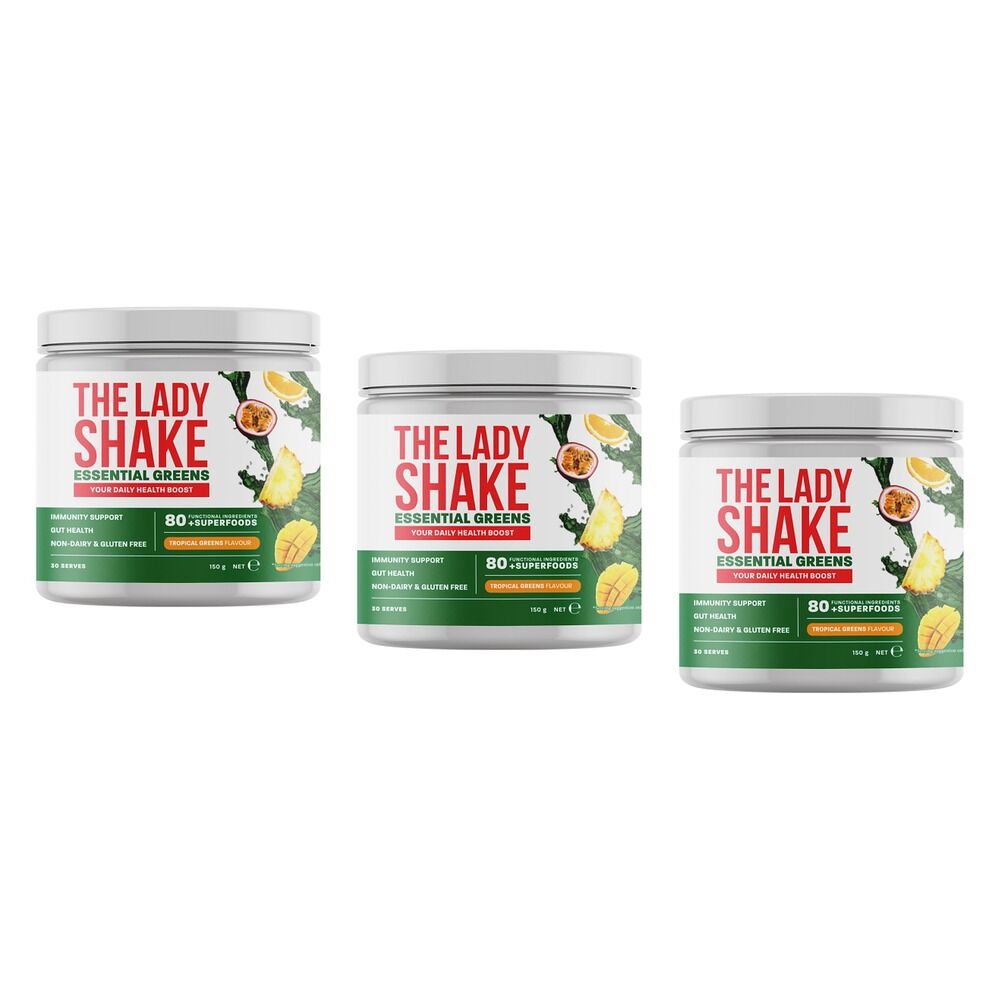 The Lady Shake Essential Greens Tropical Greens 150g Pack of 3