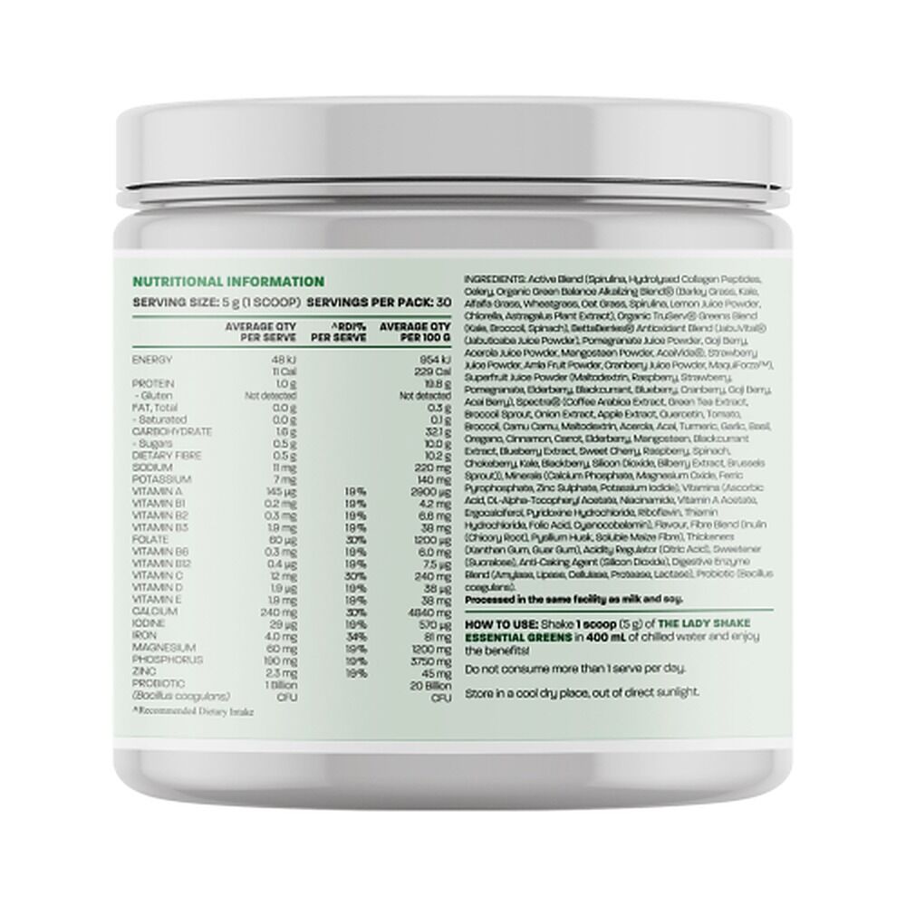 The Lady Shake Essential Greens Tropical Greens 150g