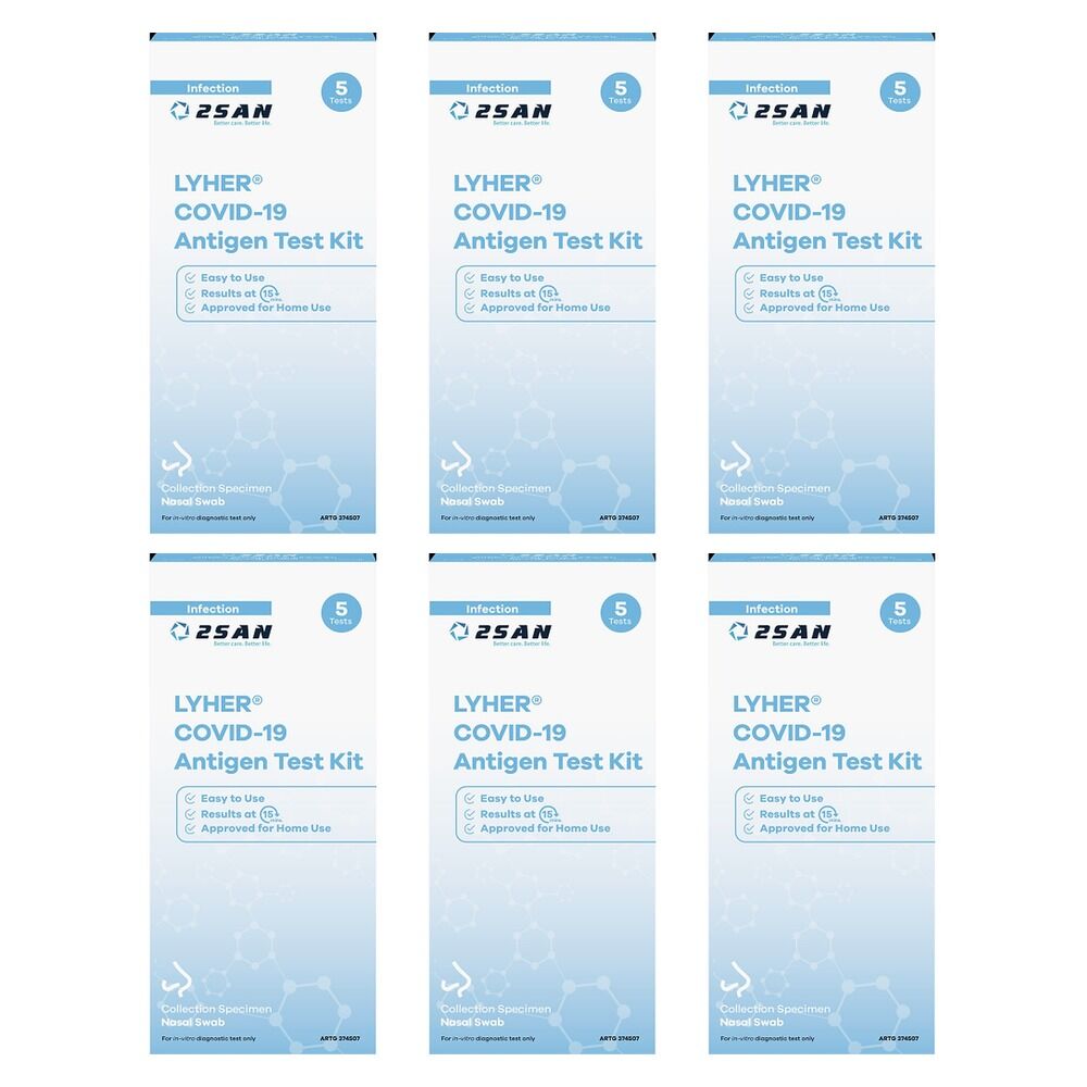 Lyher COVID-19 Rapid Antigen Self-Test 5 Pack Bundle of 6