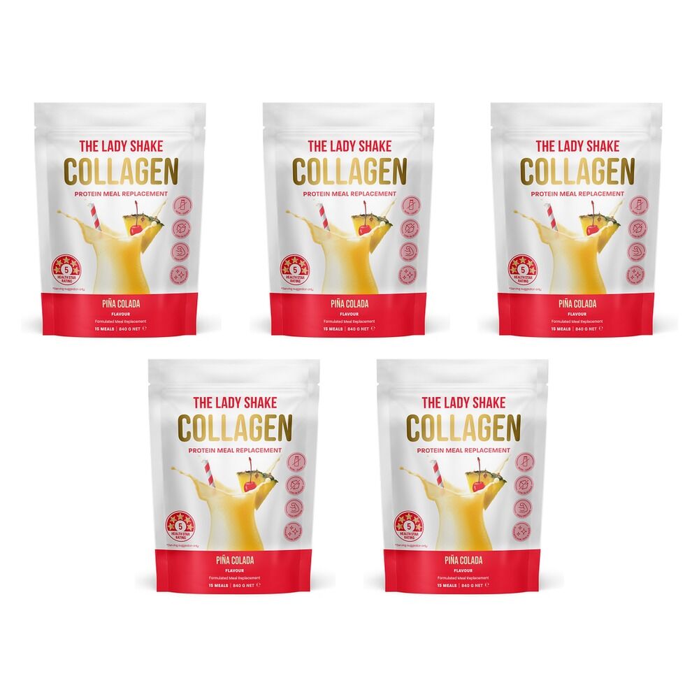 The Lady Shake Collagen Meal Replacement Pina Colada 840g Pack of 5
