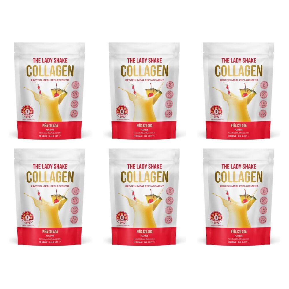 The Lady Shake Collagen Meal Replacement Pina Colada 840g Pack of 6