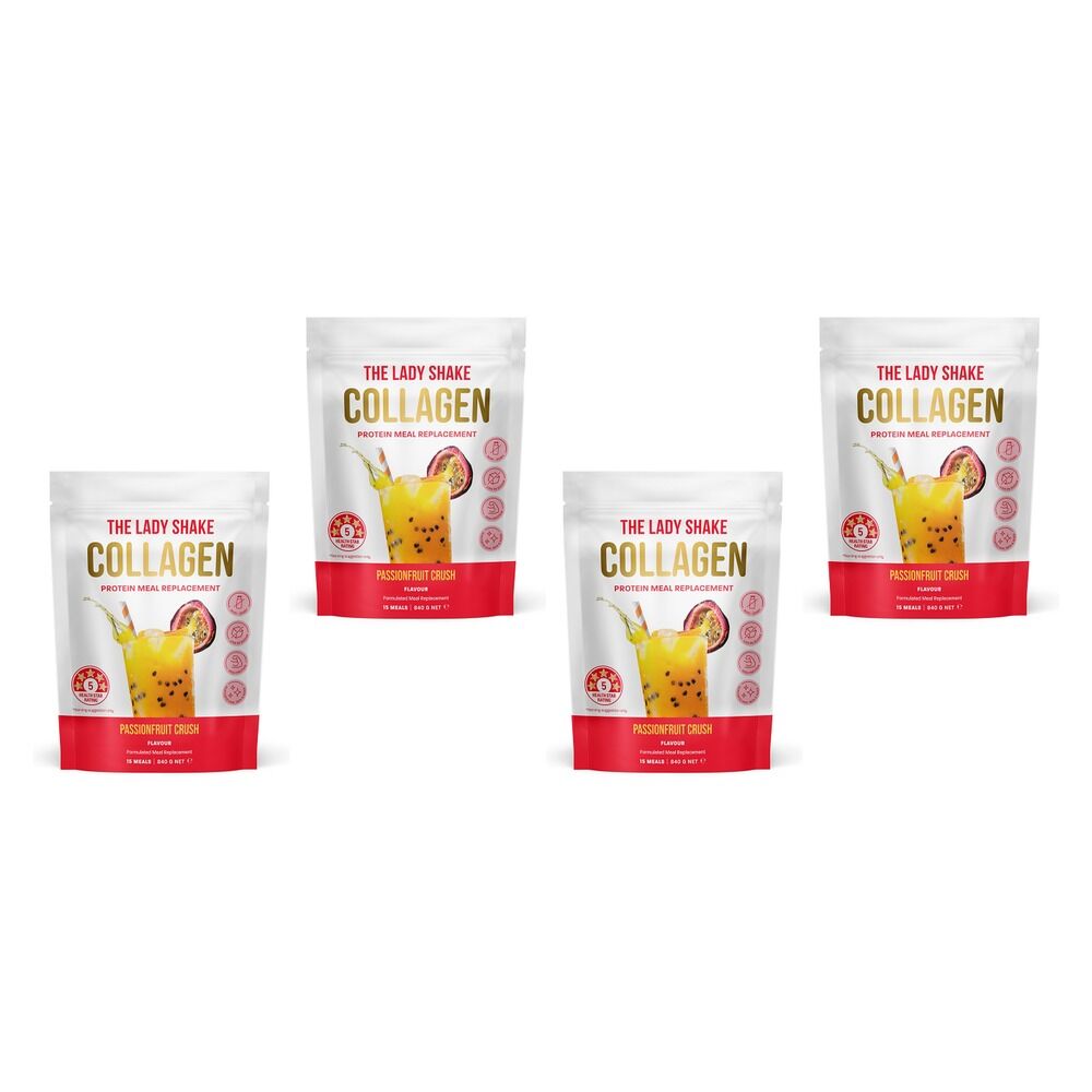 The Lady Shake Collagen Meal Replacement Passionfruit Crush 840g Pack of 4