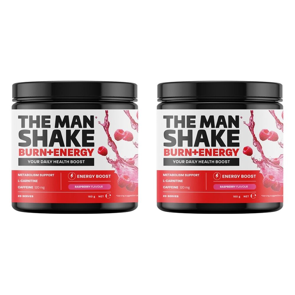 The Man Shake Burn + Energy Raspberry 160g Pack of 2