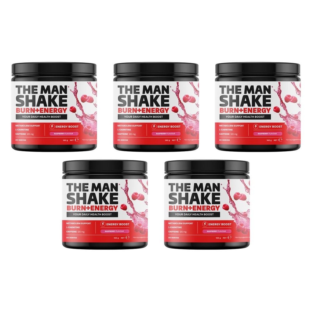 The Man Shake Burn + Energy Raspberry 160g Pack of 5