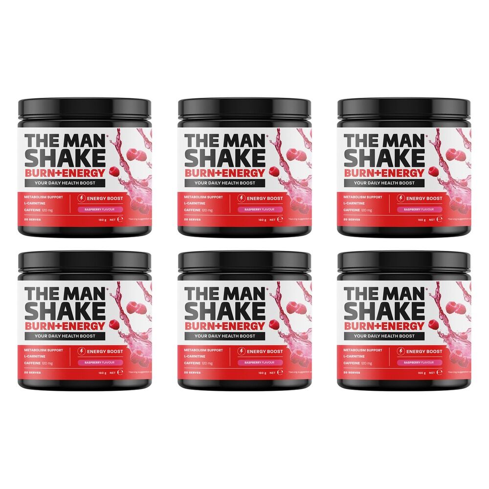 The Man Shake Burn + Energy Raspberry 160g Pack of 6