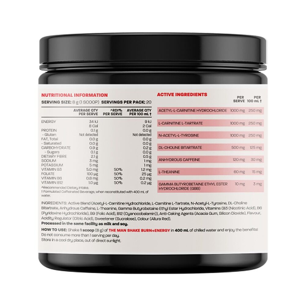 The Man Shake Burn + Energy Raspberry 160g