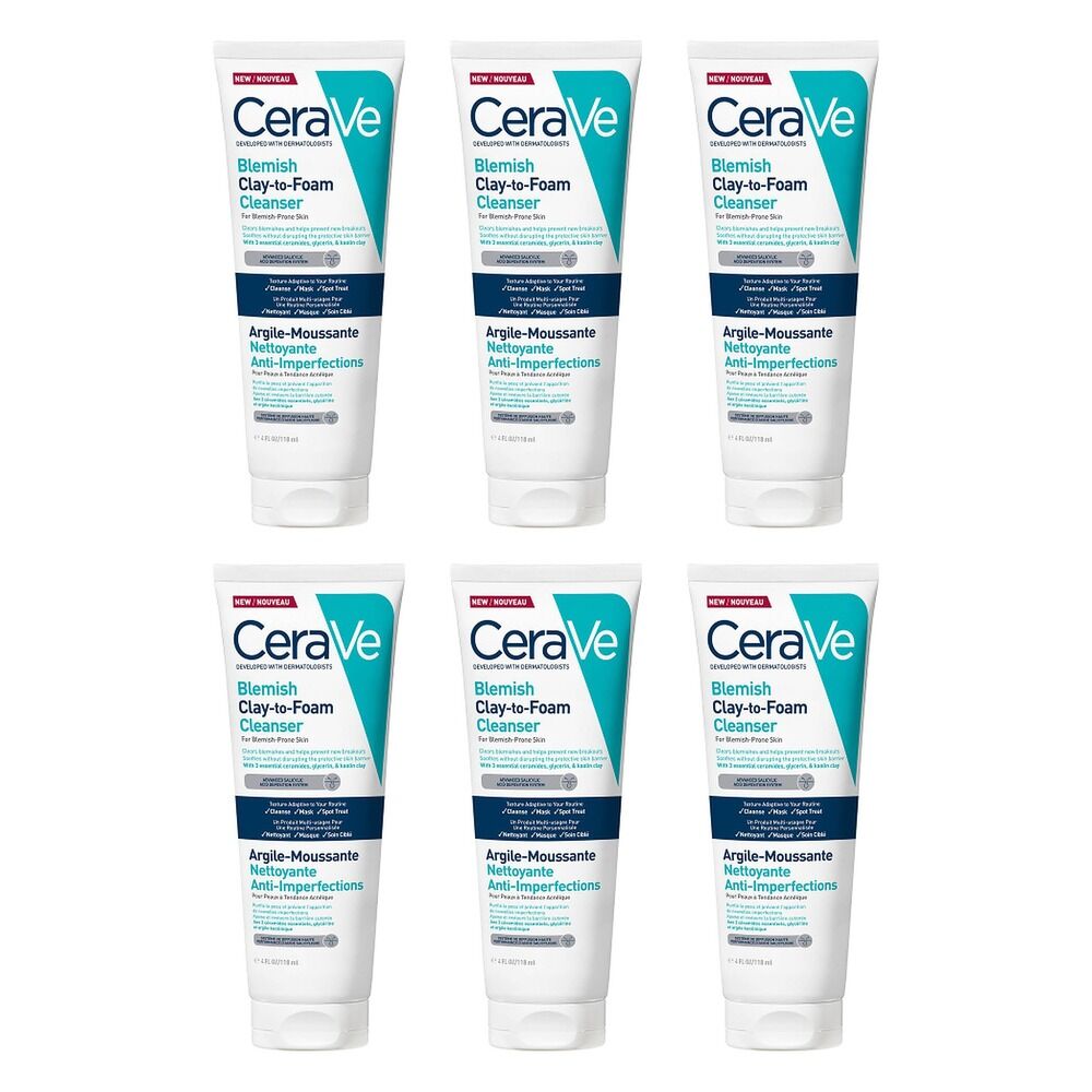CeraVe Blemish Clay-to-Foam Cleanser 118mL Pack of 6