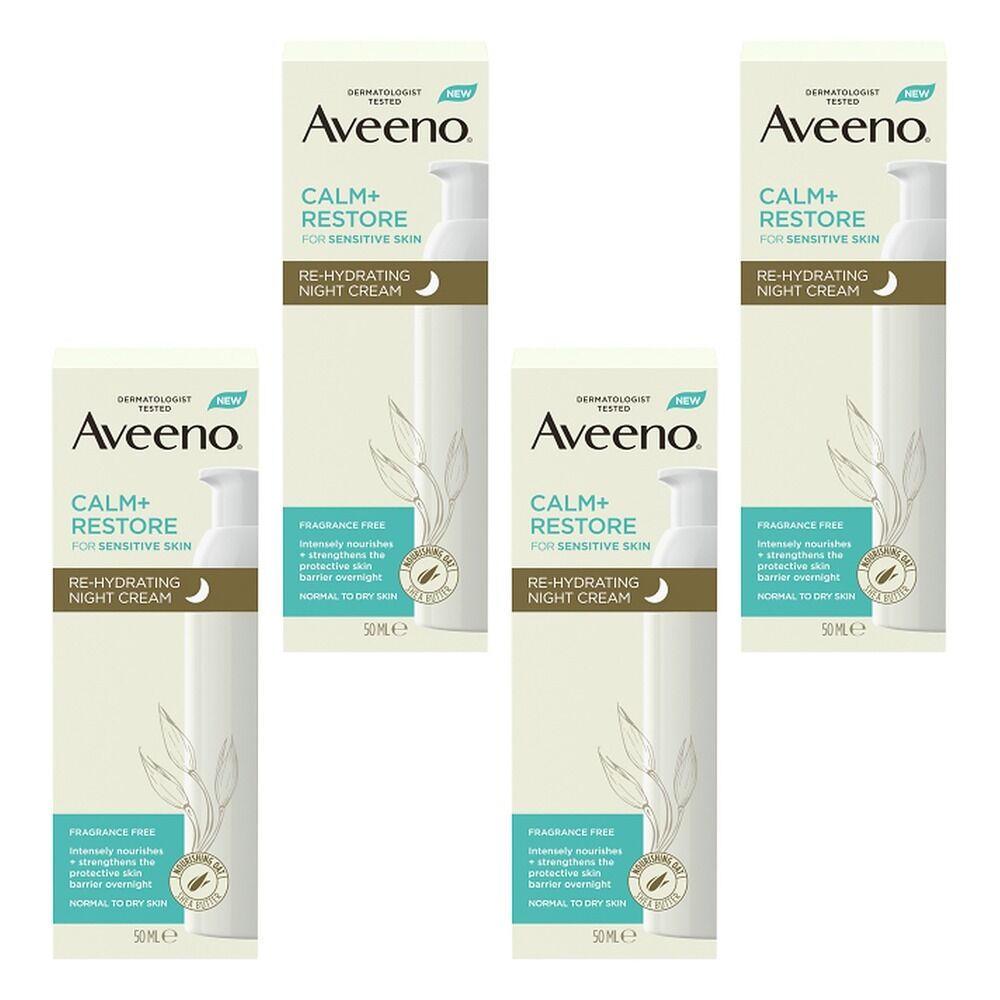 Aveeno Calm+Restore Rehydrating Night Cream 50mL Pack of 4