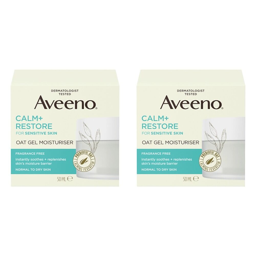 Aveeno Calm+Restore Oat Gel Moisturiser 50mL Pack of 2
