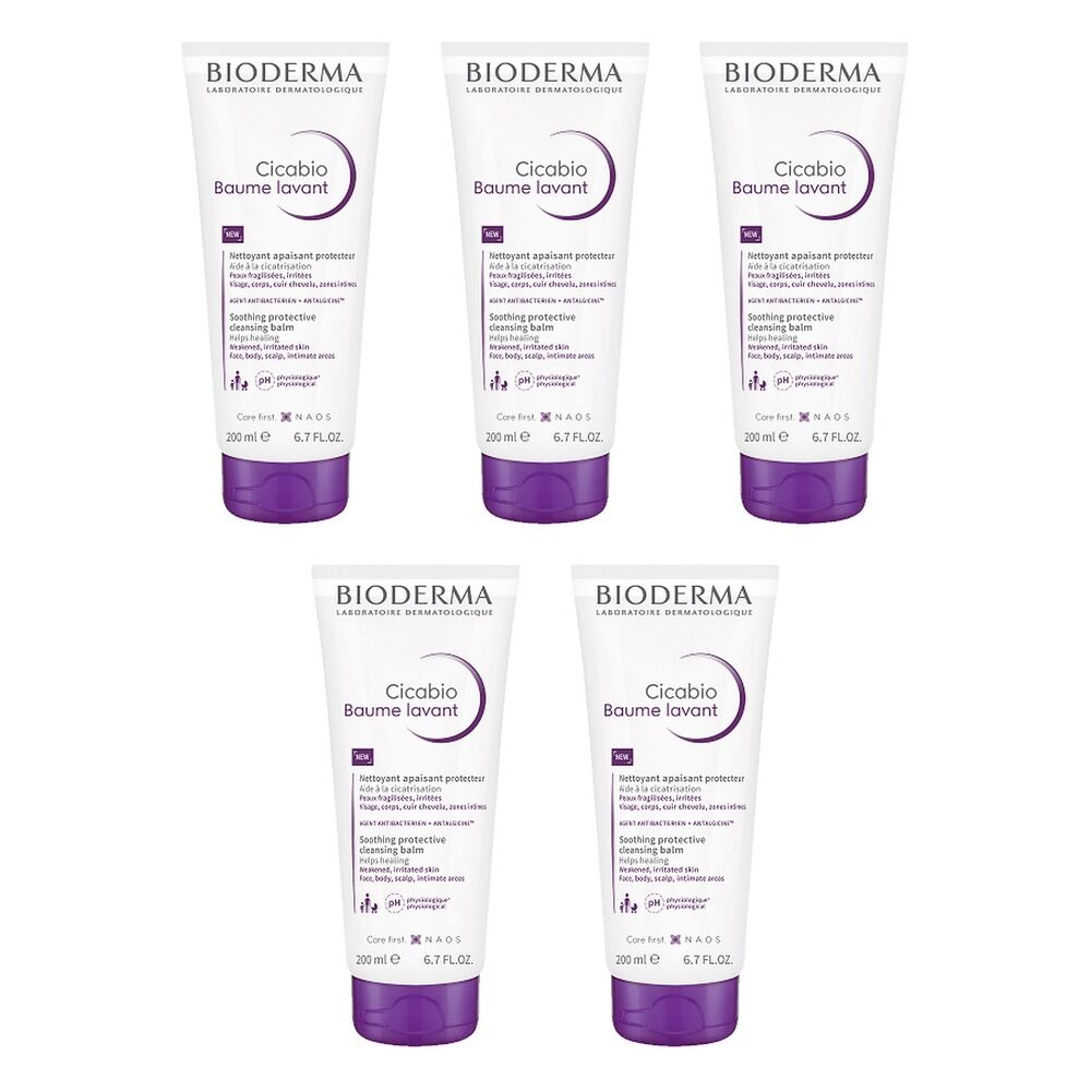 Bioderma Cicabio Soothing Protective Cleansing Baume Lavant 200mL Pack of 5