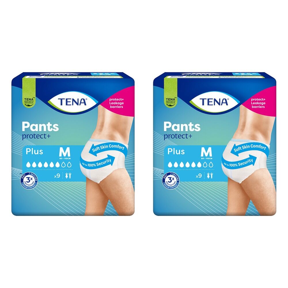 Tena Pants Plus Medium 9 Pack x 2 Bundle of 2