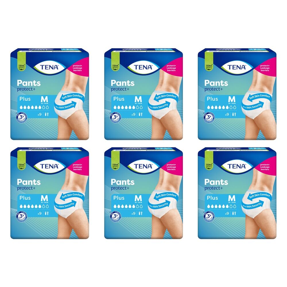 Tena Pants Plus Medium 9 Pack x 2 Bundle of 6