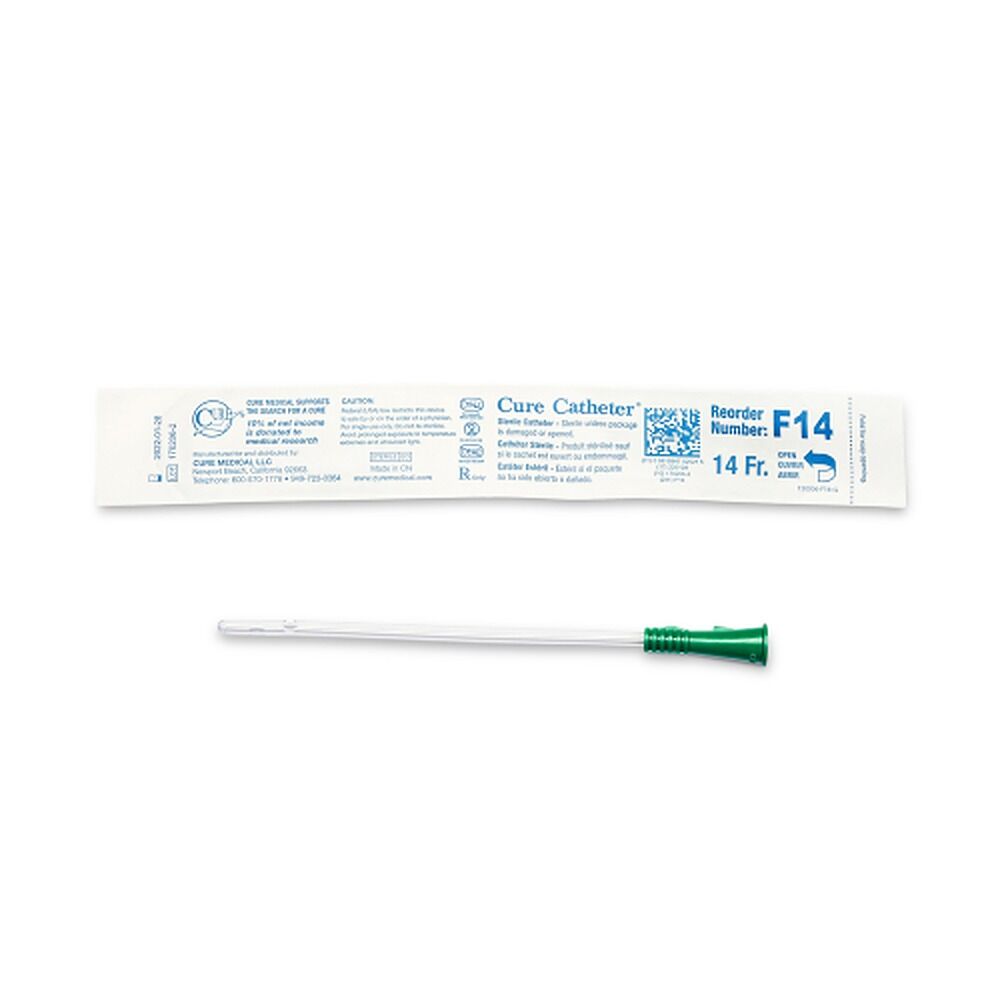 Cure Medical Catheter Female Uncoated 6 Inch Straight Tip 14