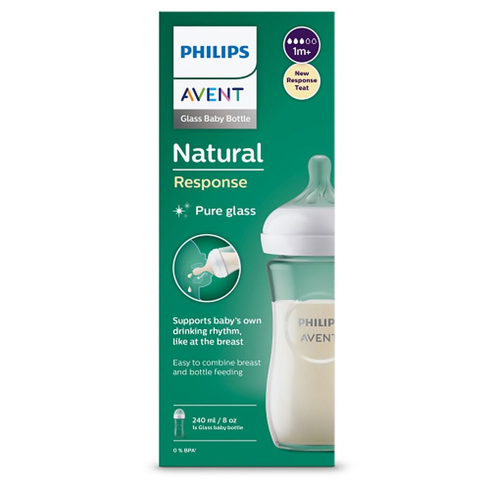 Philips Avent Natural Response 240mL Glass Baby Bottle