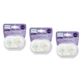 Philips Avent Ultra Start Soother Nighttime Glow 0-2 Months 2 Pack Bundle of 3