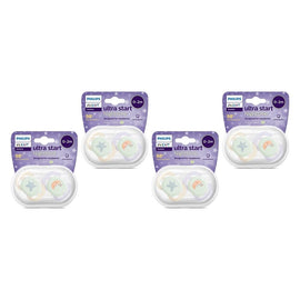 Philips Avent Ultra Start Soother Nighttime Glow 0-2 Months 2 Pack Bundle of 4