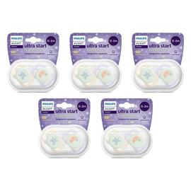 Philips Avent Ultra Start Soother Nighttime Glow 0-2 Months 2 Pack Bundle of 5