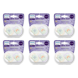 Philips Avent Ultra Start Soother Nighttime Glow 0-2 Months 2 Pack Bundle of 6