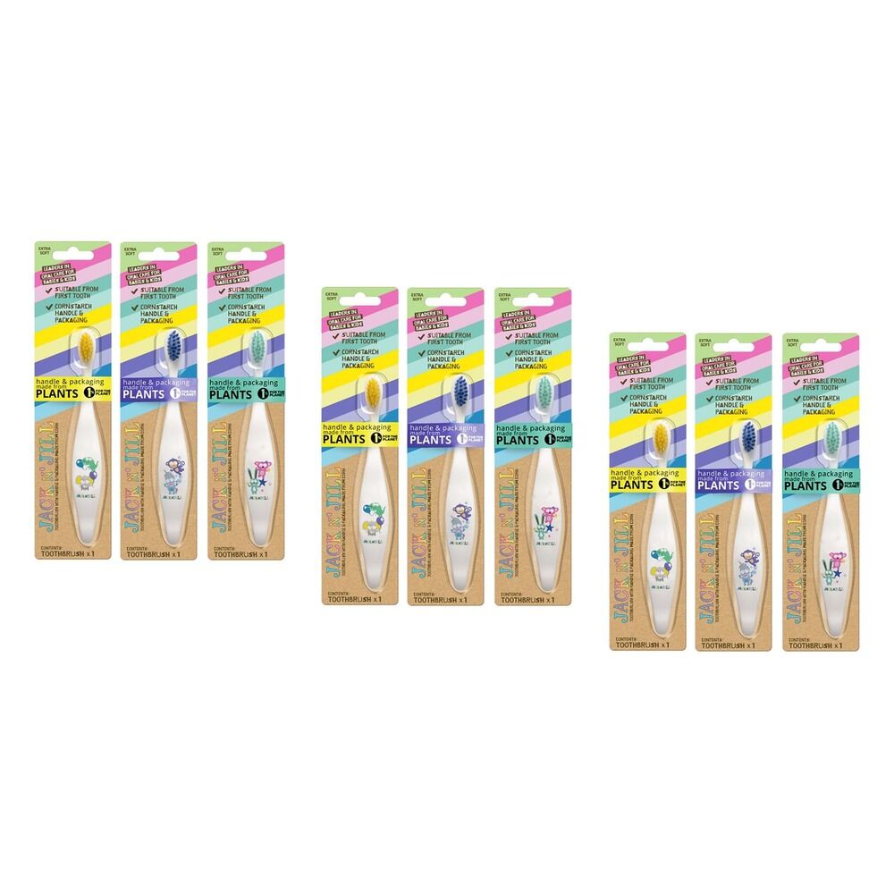 Jack N' Jill Kids Extra Soft Toothbrush Assorted x 8 Bundle of 3
