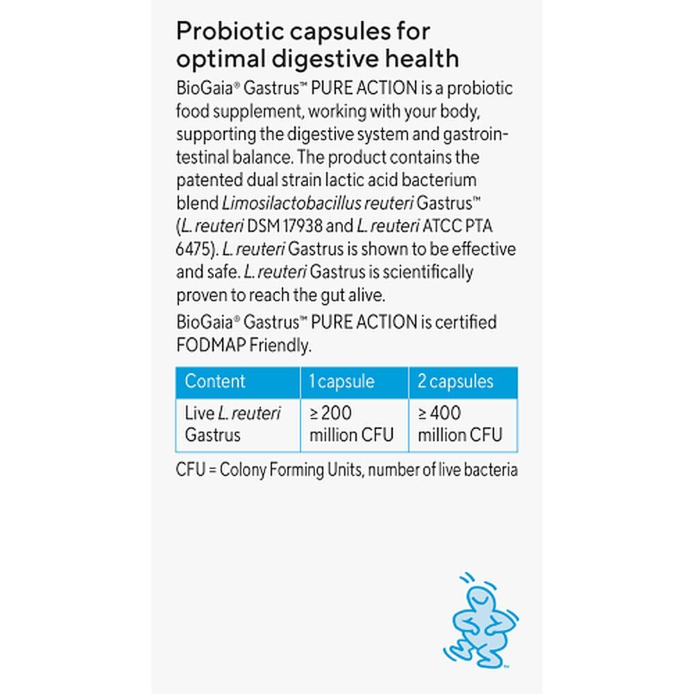 BioGaia Gastrus Pure Action Probiotic Capsules 60 Pack