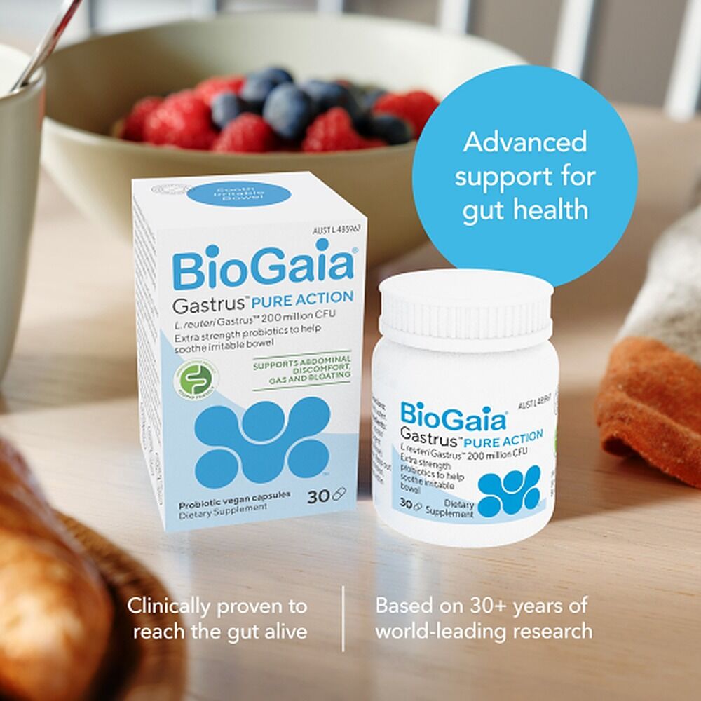 BioGaia Gastrus Pure Action Probiotic Capsules 30 Pack