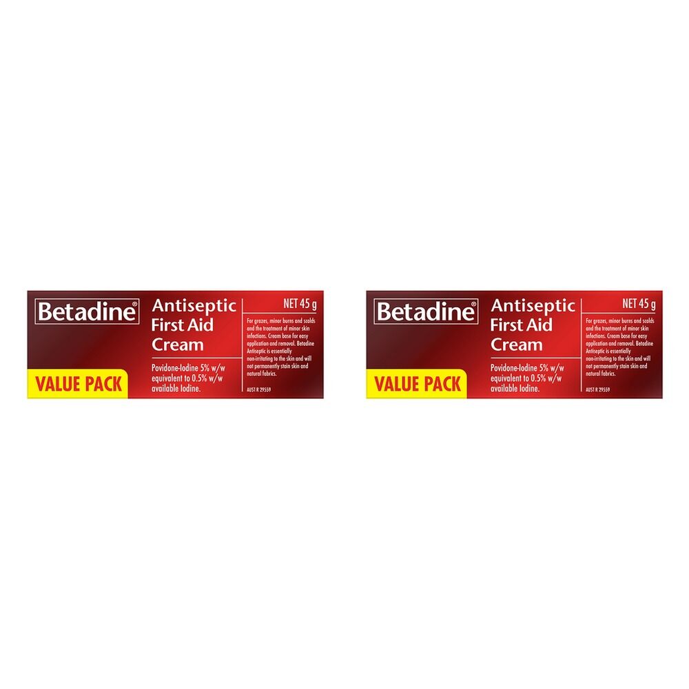 Betadine Antiseptic First Aid Cream 45g Pack of 2
